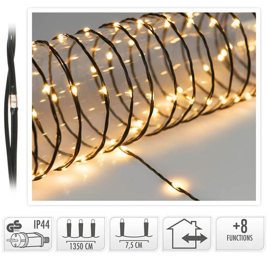 Led Verlichting 180 Led - 13.5 Meter - Extra Warm Wit - Voor Binnen En Buiten - 8 Lichtfuncties - Soft Wire