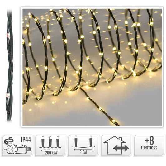 Led Verlichting 400 Led - 12 Meter - Warm Wit - Voor Binnen En Buiten - 8 Lichtfuncties - Soft Wire