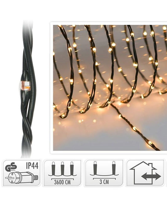 Led Verlichting 1200 Led - 36 Meter - Extra Warm Wit - Voor Binnen En Buiten - 8 Lichtfuncties - Soft Wire