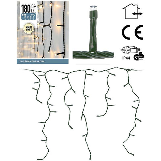 Ijspegel Verlichting 180 Led's - 6 Meter - Warm Wit