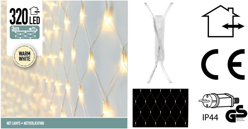 Netverlichting 320 Led -  300 X 150 Cm - Warm Wit