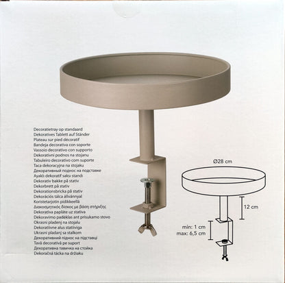 Dienbladtafel Met Klem - Metaal - Ø28 Cm - Taupe - 2e Keus